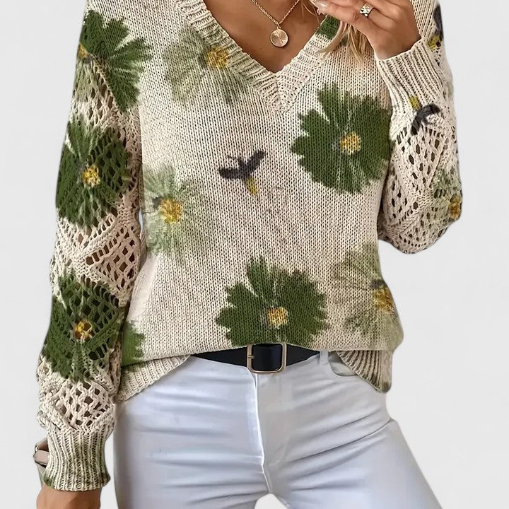 Catarina - Camisola de malha com padrão floral