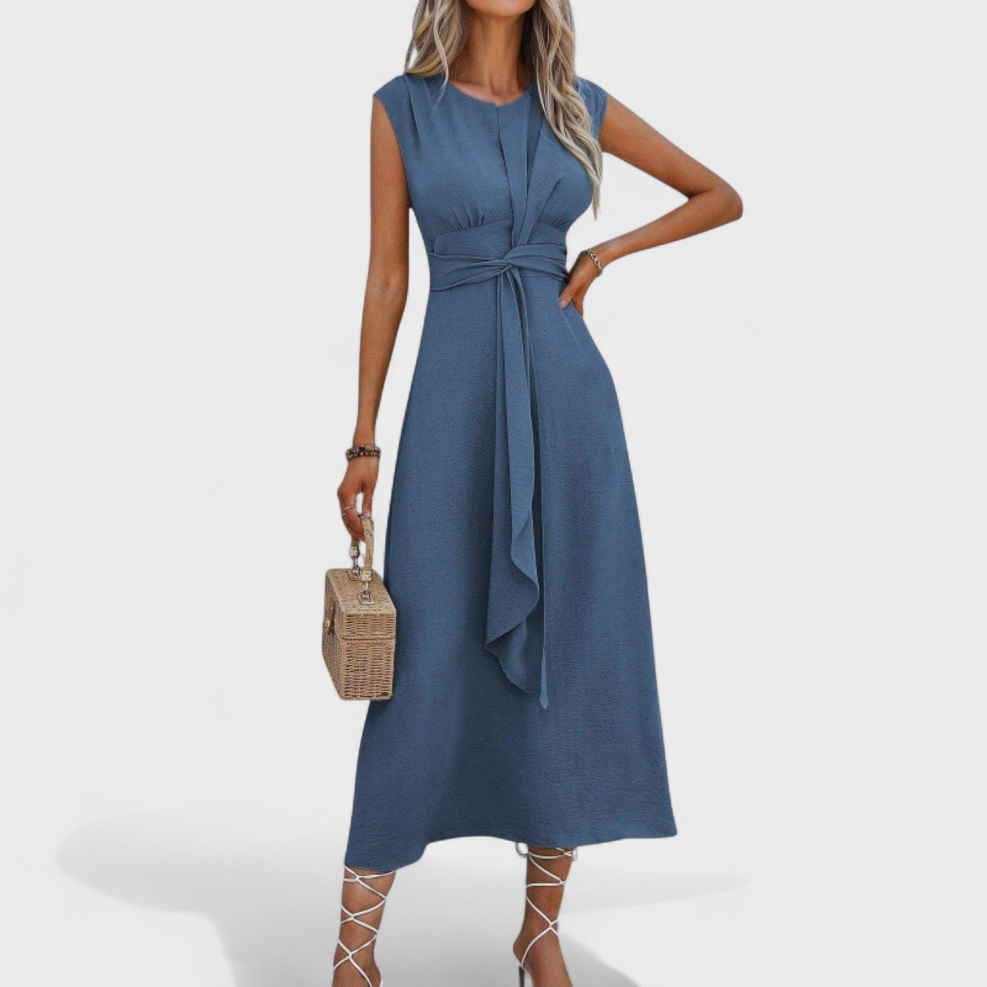 Emilia - Vestido maxi elegante sem mangas e gola redonda