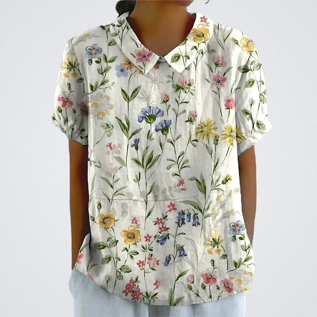 Lina | Blusa em Linho com Estampado Floral